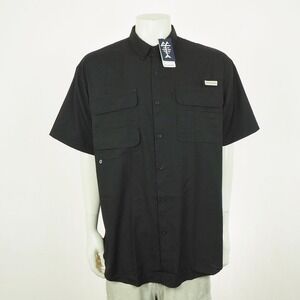 New Bassdash Fishing Gear Button Down Shirt Mens XL Black Vented Pockets Camp